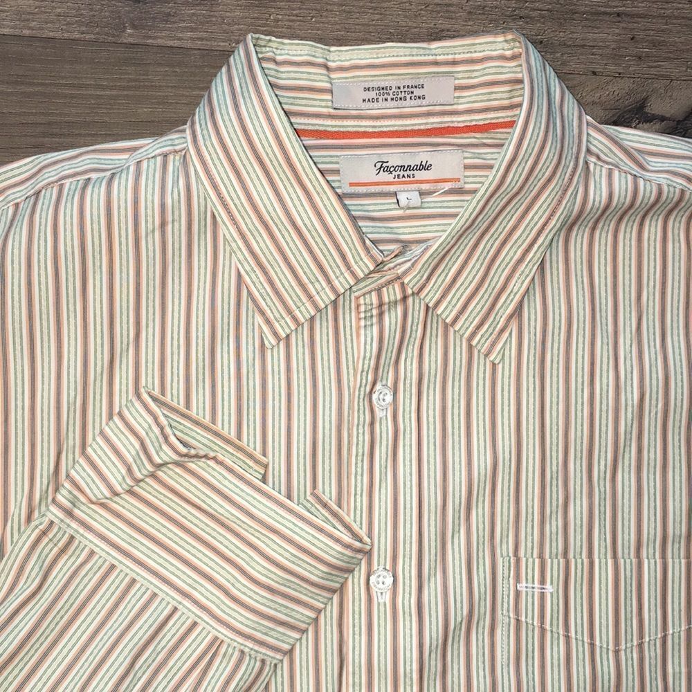 Faconnable Orange Creme stripe summer travel shirt